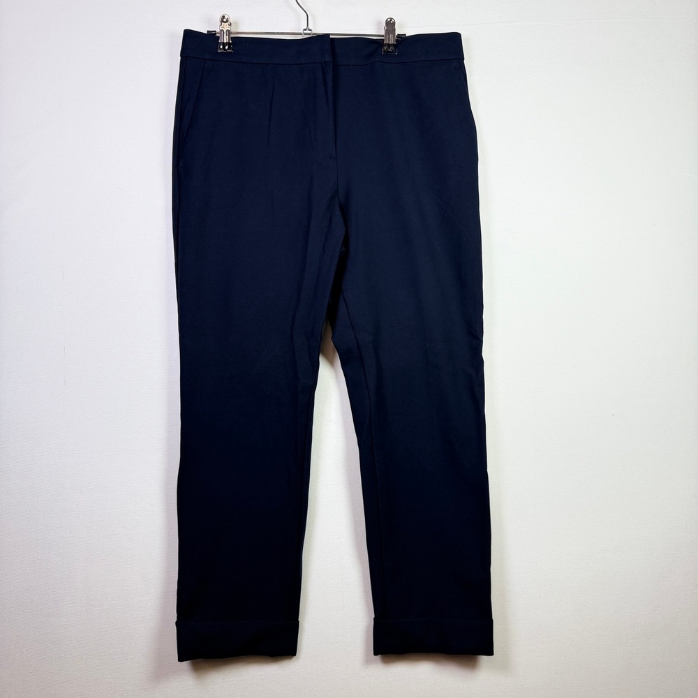 ANN TAYLOR Navy Blue Cuffed Stretch Cotton Dress‎ Pants 10P